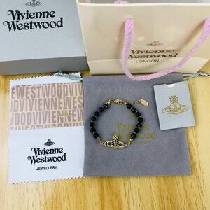 NEW Vivienne Westwood Black Crystal Bracelet Authentic